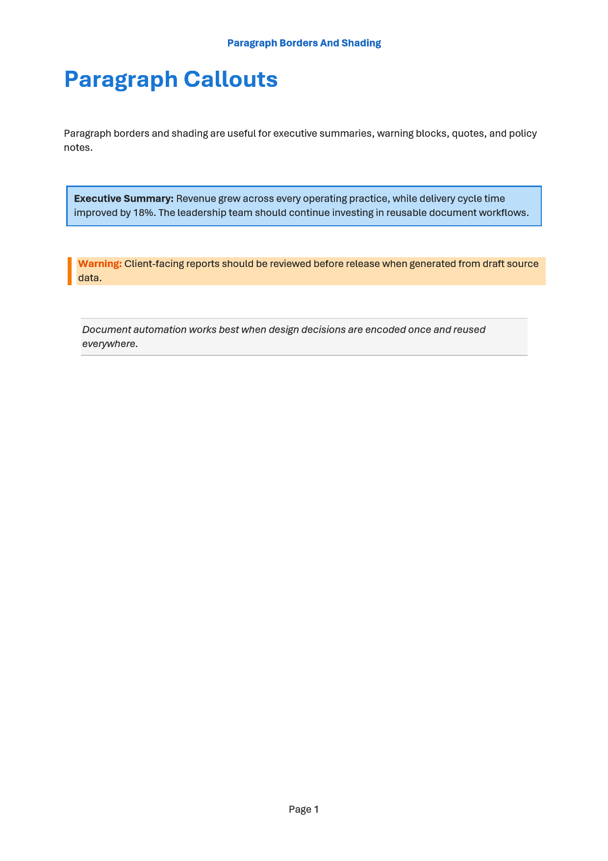 First page of the layout features Word document