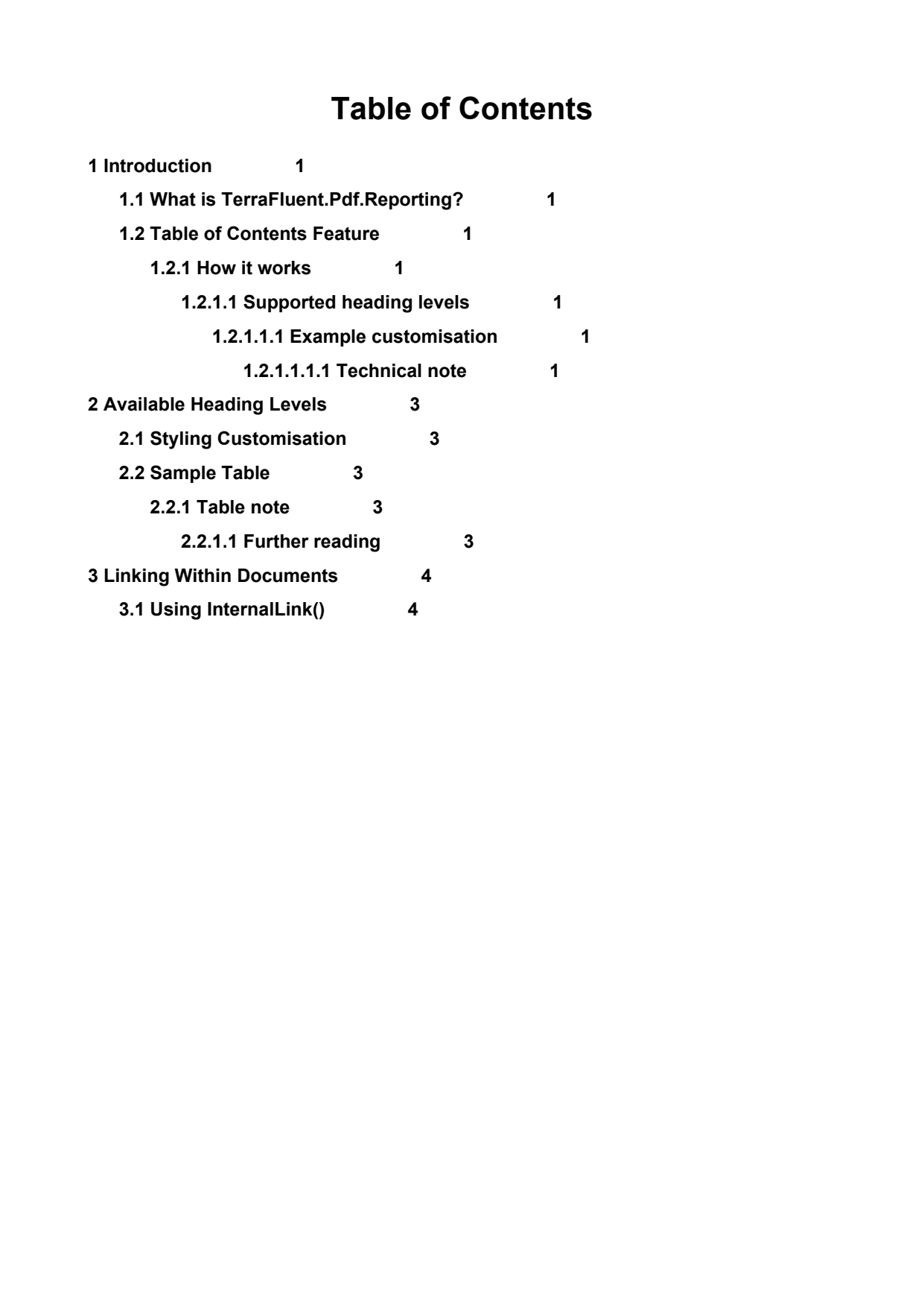 Table of contents page of the report-with-TOC PDF